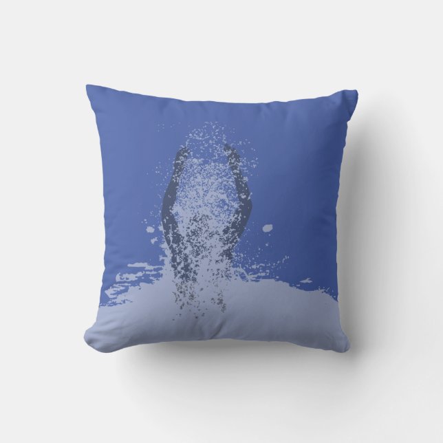 Fresh Black and White Grunge Man Water Sprinkle Throw Pillow (Front)