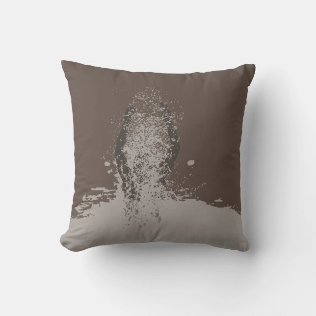 Fresh Black and White Grunge Man Water Sprinkle Throw Pillow (Front)