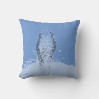 Fresh Black and White Grunge Man Water Sprinkle Throw Pillow