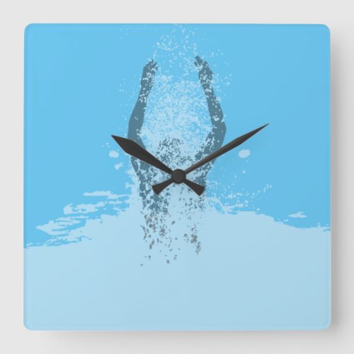 Fresh Black and White Grunge Man Water Square Wall Clock