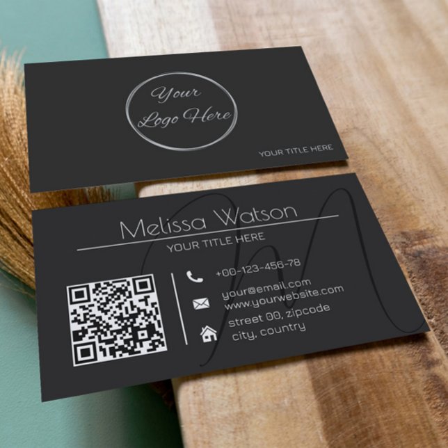 Fresh black minimal modern with logo business card (Creator Uploaded)