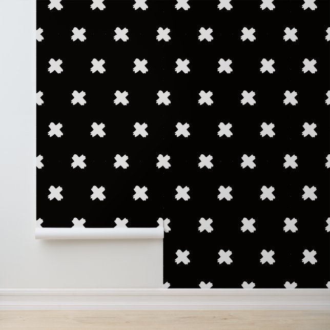 Fresh Black-White Cross Pattern Wallpaper Wallpaper (Application)