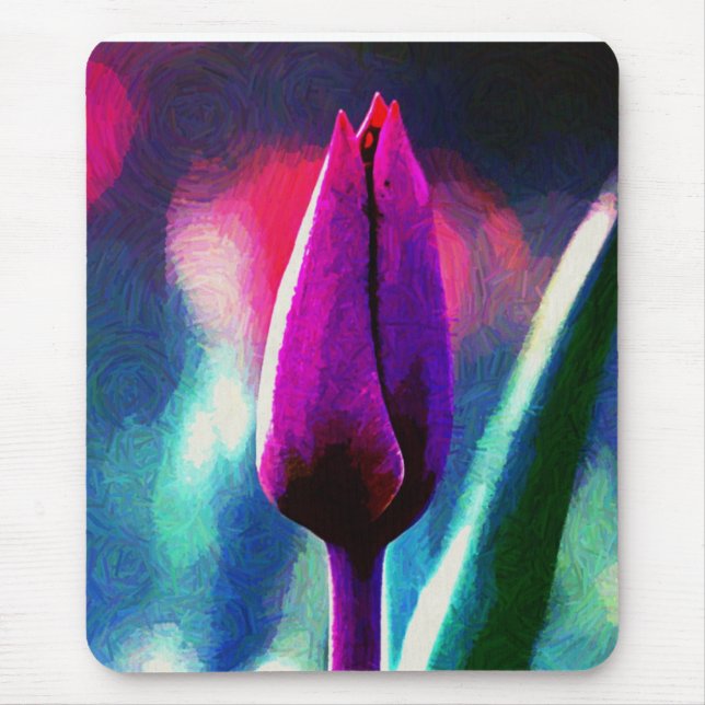 Fresh Blooming Purple Tulip Impressionist Mousepad (Front)