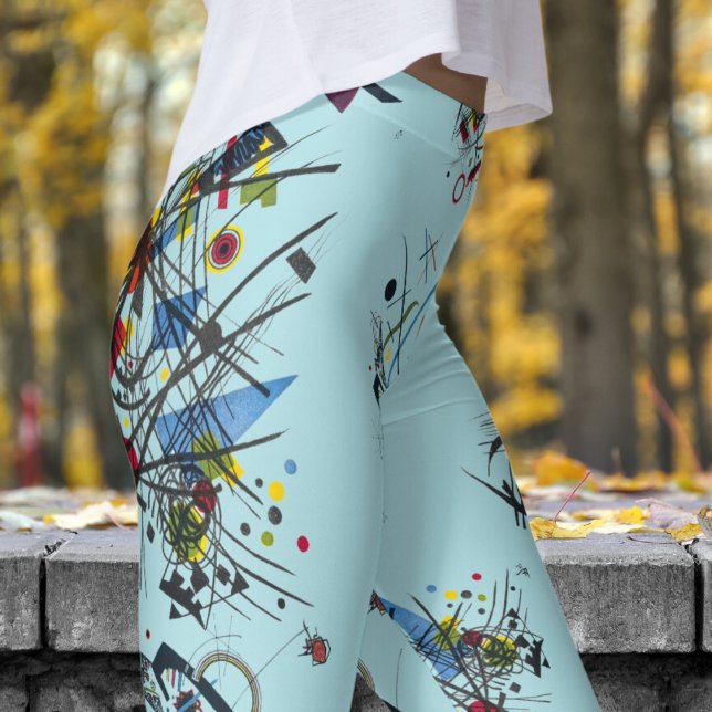 Fresh Blue Abstract Pattern Leggings (Abstract on Powder Blue)
