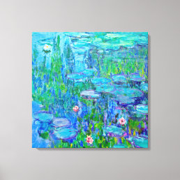 Fresh Blue Water Lily Pond Monet Fine Art Canvas Print