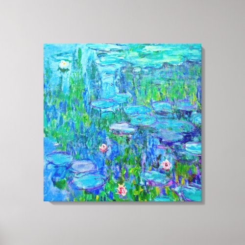 Fresh Blue Water Lily Pond Monet Fine Art Canvas Print