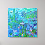 Fresh Blue Water Lily Pond Monet Fine Art Canvas Print at Zazzle
