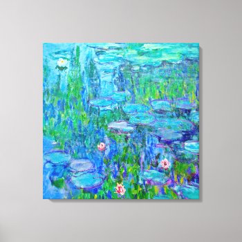 Fresh Blue Water Lily Pond Monet Fine Art Canvas Print by monet_paintings at Zazzle