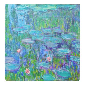 Fresh Blue Water Lily Pond Monet Fine Art Duvet Cover by monet_paintings at Zazzle