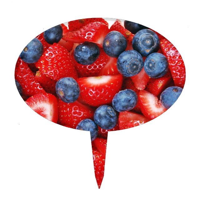 Fresh blueberries and strawberries cake topper (Front)