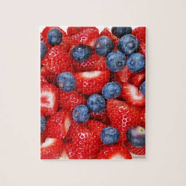 Fresh blueberries and strawberries jigsaw puzzle (Vertical)