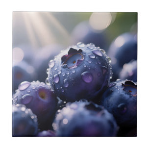 Fresh Blueberries Close Up Ceramic Tile