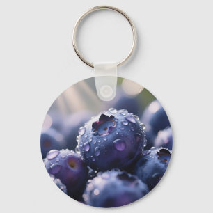 Fresh Blueberries Close Up Keychain