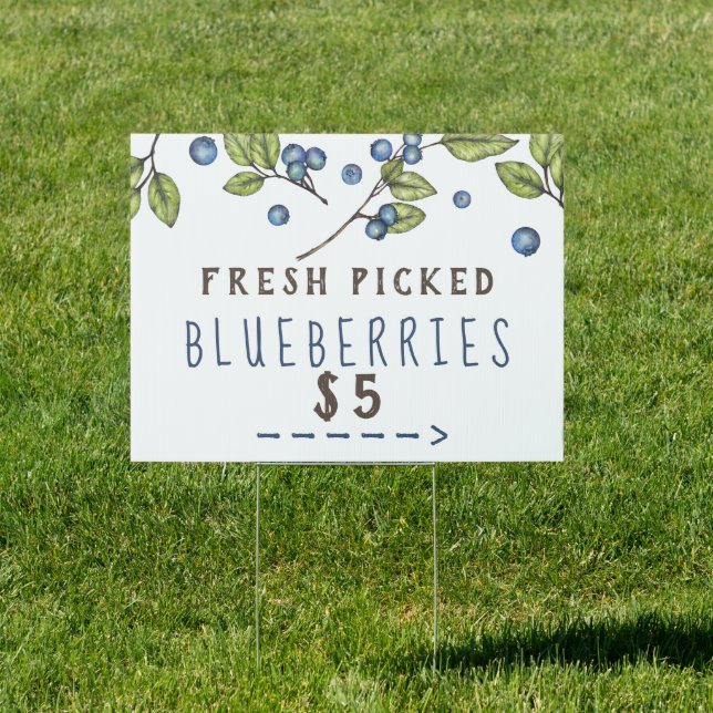 Fresh Blueberries Custom Arrow  Sign (Insitu)