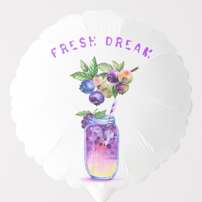 Fresh Blueberry Drink Balloon - Custom Text (Front)
