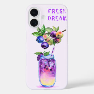 Fresh Blueberry Drink iPhone Case - Custom Text
