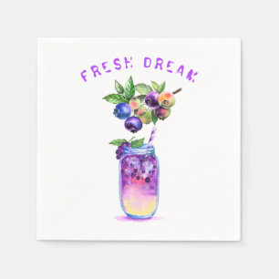 Fresh Blueberry Drink Napkins - Custom Text