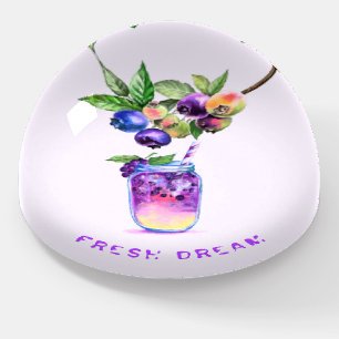 Fresh Blueberry Drink Paperweight - Custom Text