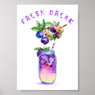 Fresh Blueberry Drink Poster Cudtom Text