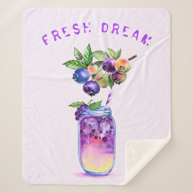 Fresh Blueberry Drink Sherpa Blanket Custom Text (Front)