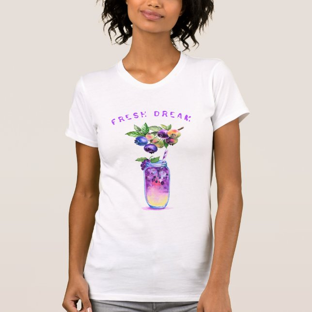Fresh Blueberry Drink T-Shirt - Custom Text (Front)