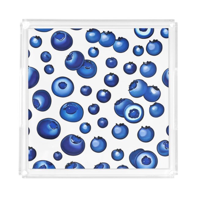 Fresh Blueberry Pattern Acrylic Tray (Front)