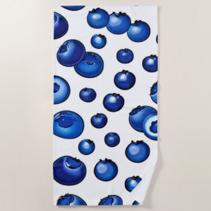 Fresh Blueberry Pattern Beach Towel