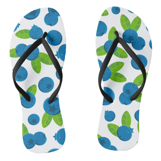 Fresh Blueberry Pattern Flip Flops (Footbed)