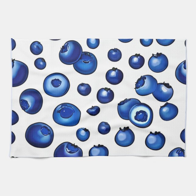 Fresh Blueberry Pattern Kitchen Towel (Horizontal)