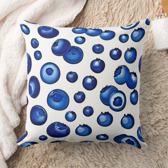 Fresh Blueberry Pattern Throw Pillow (Blanket)