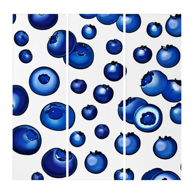 Fresh Blueberry Pattern Triptych (Front)