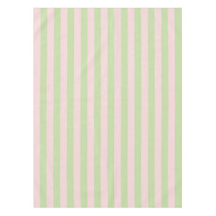 Fresh Boho Pink & Green Stripes Spring & Summer Tablecloth