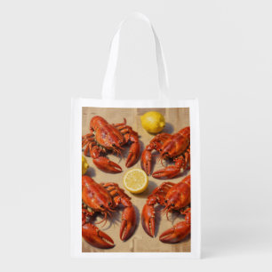Fresh Boiled Lobster Lemon Newspaper Feast Grocery Bag
