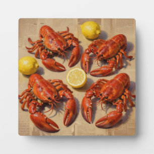 Fresh Boiled Lobster Lemon Newspaper Feast Plaque