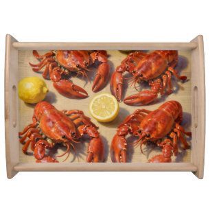 Fresh Boiled Lobster Lemon Newspaper Feast Serving Tray