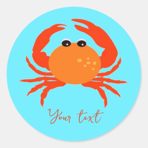 Fresh bold simple clean crab custom beach  classic round sticker