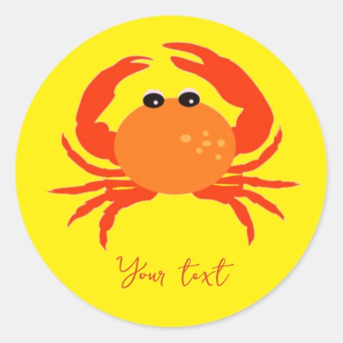 Fresh bold simple clean crab custom   classic round sticker