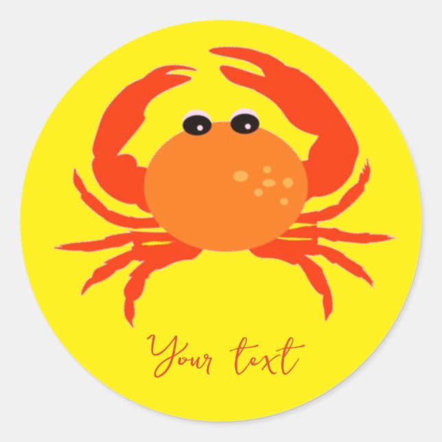 Fresh bold simple clean crab custom   classic round sticker (Front)