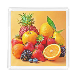 Fresh Bounty: Vibrant Fruit Harvest Design  Acrylic Tray