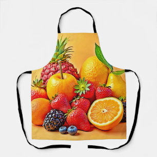 Fresh Bounty: Vibrant Fruit Harvest Design  Apron