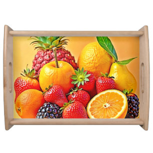 Fresh Bounty: Vibrant Fruit Harvest Design  Serving Tray