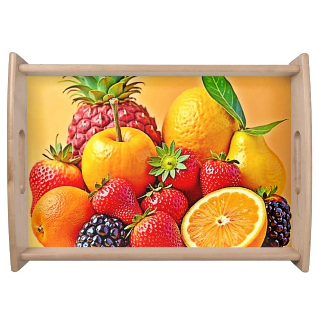 Fresh Bounty: Vibrant Fruit Harvest Design  Serving Tray (Front)