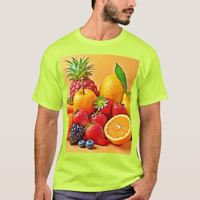 Fresh Bounty: Vibrant Fruit Harvest Design  T-Shirt (Front)