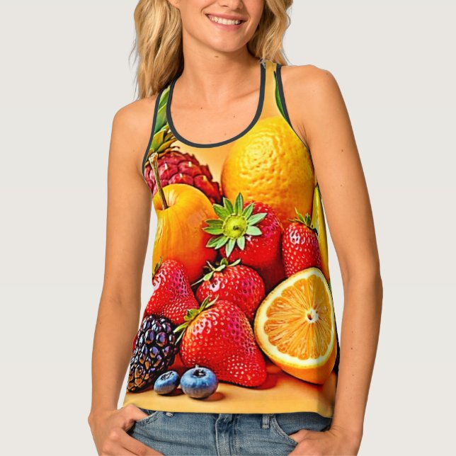 Fresh Bounty: Vibrant Fruit Harvest Design  Tank Top (Front)