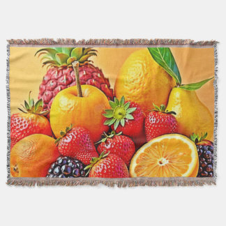 Fresh Bounty: Vibrant Fruit Harvest Design  Throw Blanket