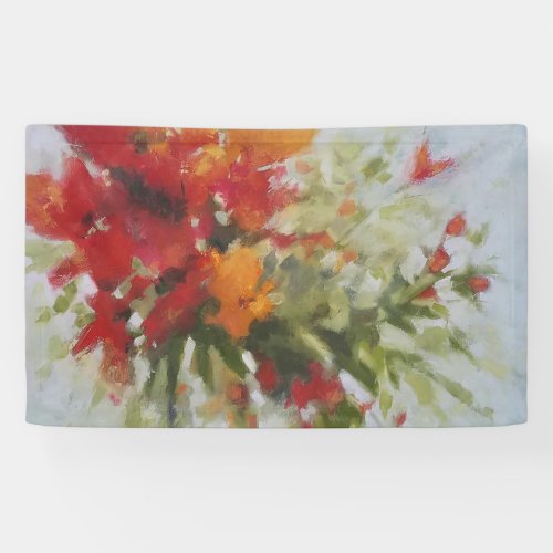 Fresh Bouquet Flowers Watercolor Artwork Floral Banner