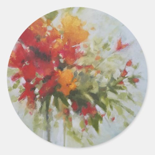 Fresh Bouquet Flowers Watercolor Artwork Floral Classic Round Sticker