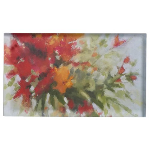 Fresh Bouquet Flowers Watercolor Artwork Floral Table Card Holder