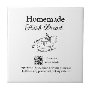 Fresh bread bakery add name ingredients Q r code h Ceramic Tile