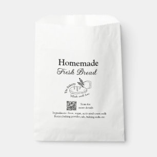Fresh bread bakery add name ingredients Q r code h Favor Bag